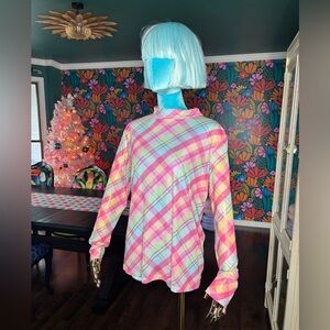 Sheer Colorful Plaid Layering Top